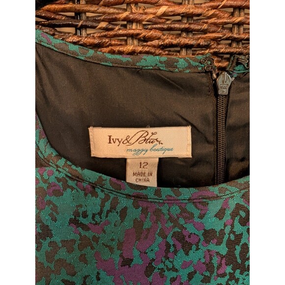 Ivy And Blu Maggy Boutique Silk Brocade Fit & Flare Dress Sheer Panels Wedding - Picture 8 of 9